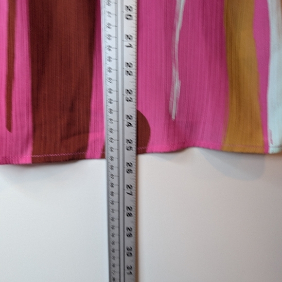 Nine West Women's XL Pink Abstract Print Blouse Top Short Sleeve Boho Flowy - Picture 6 of 7